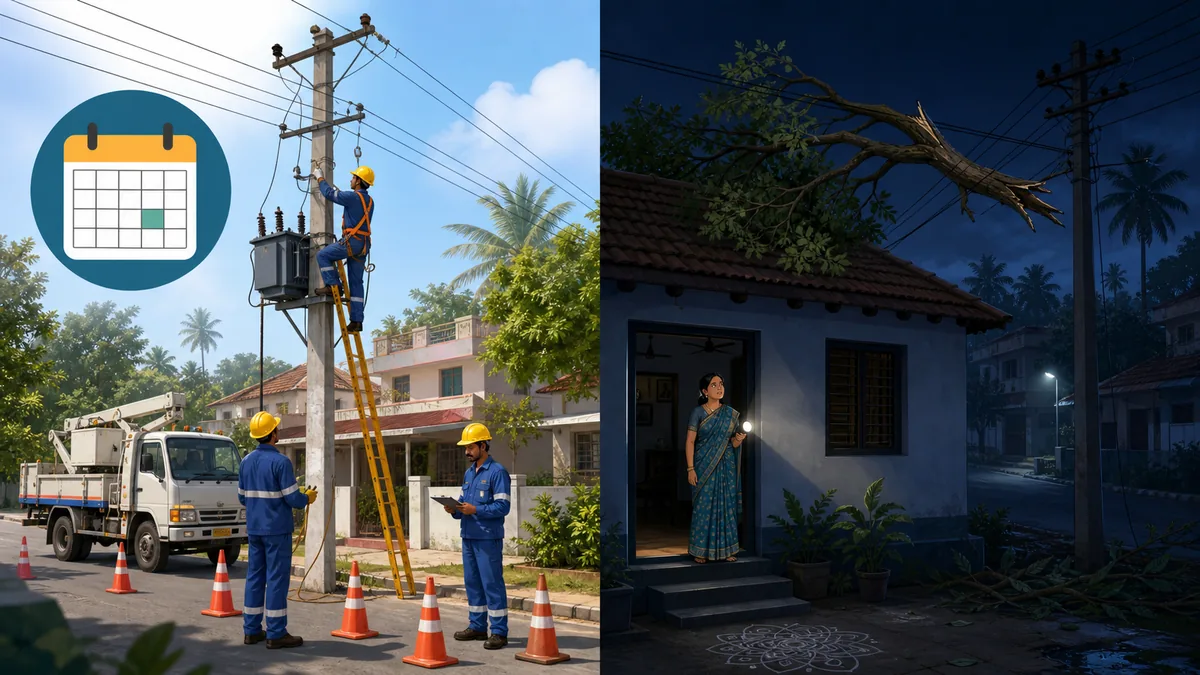 Comparison of scheduled electricity maintenance and an unexpected local power failure